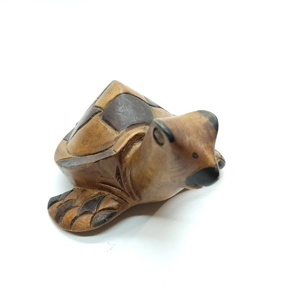 Vintage Wood Sea Turtle Figures Hand Carved Marine‎ Life Nautical Home Decor
